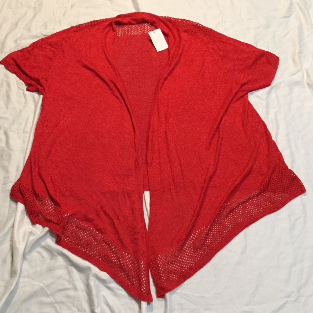 Red Thin Cardigan Hang Overlay Sweater 18/20